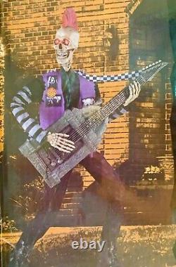 Skeleton Punk Rocker 6ft Animatronic Guitar Rock N Roll Halloween Prop- NEW