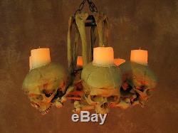 Skull Hip Bone Chandelier with Wax Candles, Halloween Prop, Human Skeletons, NEW