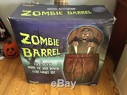 Spirit Halloween Barrel Rising Zombie Sound Activated Lighted Laughing 53 Prop
