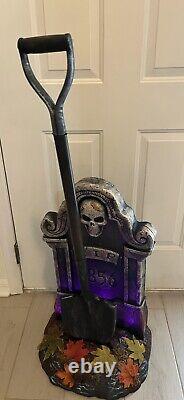 Spirit Halloween Haunted Shovel Tombstone With Box Retired Animated Halloween Prop