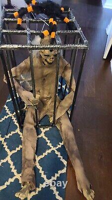 Spirit Halloween Prop 4.2 Ft Barry Animatronic Animated Zombie In Cage