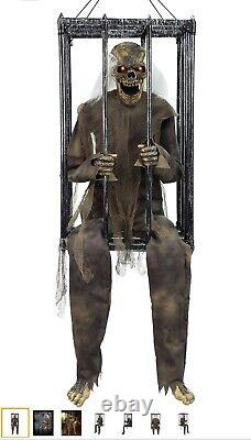 Spirit Halloween Prop 4.2 Ft Barry Animatronic Animated Zombie In Cage