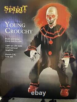 Spirit Halloween Young Crouchy Animatronic Clown Prop 4FT
