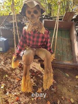 Spirit Halloween swinging scarecrow Animated Prop used works retired htf