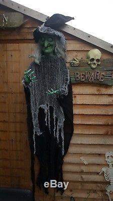 Spooky 5Ft Halloween Party/Prop Green Witch/Ghost/red Eyes/Lights/sound