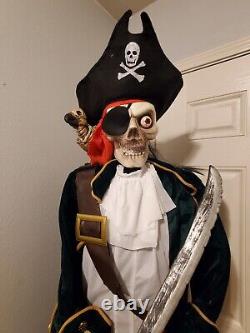 Spooky Village Halloween Skeleton Pirate Talking Zombie Parrot 6 FT Not Working
