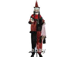 Standing Shaking Clown Animated Prop Halloween Screaming Girl Circus Carnival