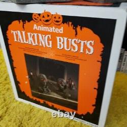 TWO NEW 16 Animated Halloween Props Talking Busts with Interactive Motion Sensor