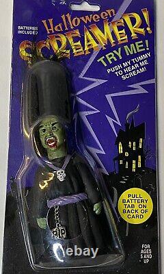 Two Halloween Pocket Screamers Witches Red Light Up Eyes Tested HTF New