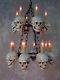 Two-tiered Medium Skull Chandelier, Halloween Prop, Human Skeletons, New