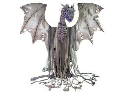Ultimate Animated Dragon Halloween Prop 7 Ft Wings Life Size Winter Grey Fog New