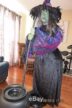 VERY RARE Gemmy Halloween Life Size Animated Witch Fogging Cauldron Prop