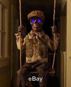 VIDEO! Animated Swinging Skeleton GHOST SPIRIT Boy OUTDOOR HALLOWEEN PROP HAUNT