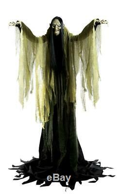 VIDEO LIFE SIZE ANIMATED 7' Hagatha Towering Witch Halloween PROP HAUNTED Spirit