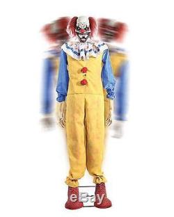 VIDEO! LIFE SIZE Animated Twitching Clown LAUGHING Evil Outdoor Halloween Prop
