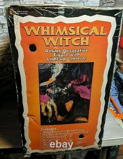 Very Rare Mario Chiodo Life Size Whimsical Flying Witch withCat Halloween Prop