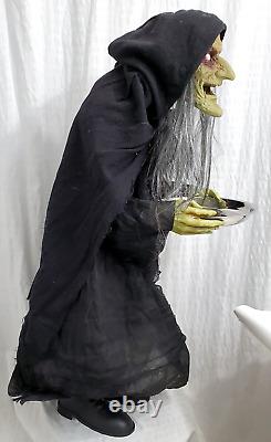 Vintage Animated Talking Halloween Witch With Candy Tray Bobble Head 3' Tall Works