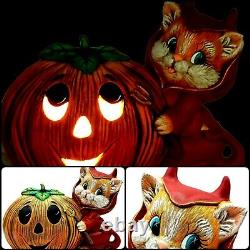Vintage DEVIL KITTY Light 1989 Halloween Cat Ceramic Mold Masquerade Costumed