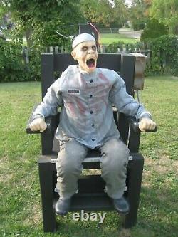Wooden Electric Chair + Prisoner Halloween Life Size Animated Prop